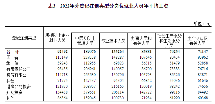 統(tǒng)計局：2022年全國規(guī)模以上企業(yè)就業(yè)人員年平均工資92492元 比上年增長5%