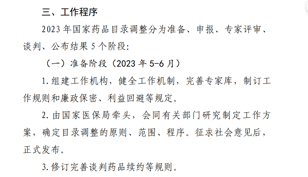 2023年國(guó)家醫(yī)保目錄調(diào)整征求意見(jiàn)：6月底前獲批藥物均可參與 談判最早9月