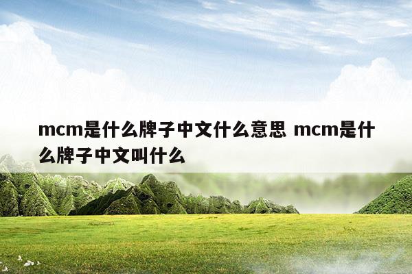 mcm是什么牌子中文什么意思mcm是什么牌子中文叫什么