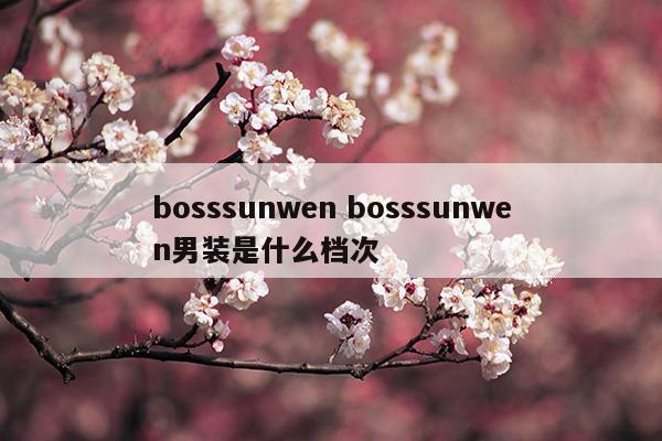 男裝bosssunwen是什么檔次