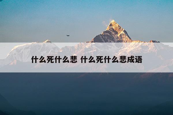 什么死什么悲什么死什么悲成語(yǔ)(死什么不死貧道的成語(yǔ))