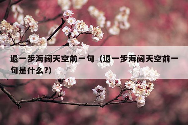 退一步海闊天空前一句(退一步海闊天空忍一時風平浪靜是出自哪里)