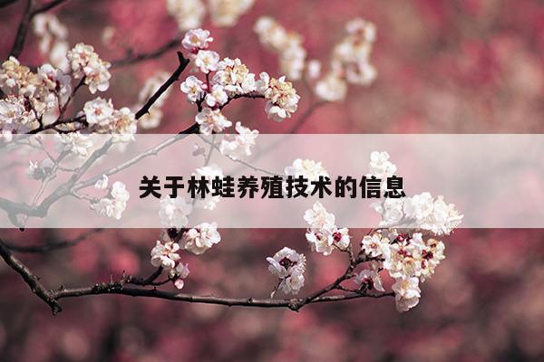 關(guān)于林蛙養(yǎng)殖技術(shù)的信息(林蛙的養(yǎng)殖環(huán)境條件)