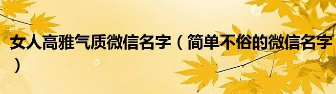 高雅不俗的微信名大全：高雅不俗的微信名2023最新大全